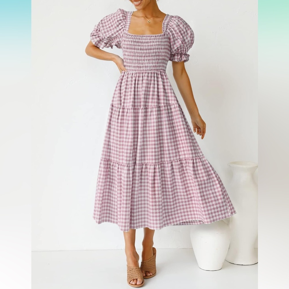 Flowy Plaid Midi Dress